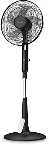 DARDARUGA Premium stående fläkt, mycket tyst, pekskärm, nattläge, myggskydd, timer, fjärrkontroll, energibesparande, höjdjusterbar, oscillation, svart design
