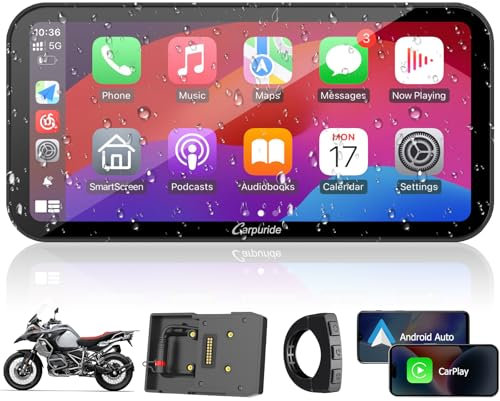 Carpuride W603B para BMW R1200GS R1250GS S1000XR Pantalla Carplay para Motocicleta, Pantalla Táctil Impermeable de 6,3 Pulgadas, Navegación GPS Carplay/Android Auto Portátil para Motocicleta