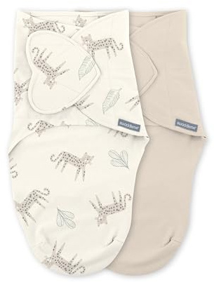 Ingenuity SwaddleMe Baby Pucksack 0-3 Monate, 100% Baumwolle, Verbessert den Schlaf & Beruhigt den Moro-Reflex, für einfaches Windeln, 1,0 TOG, 2er-Pack - Born Free