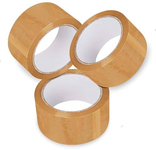 G4GADGET Pack of 3 Strong Brown Packing Tape – 48mm x 66m – Heavy Duty Parcel Tape for Moving Boxes, Shipping and Packaging