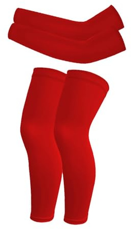 Hotfiary 2 Pairs Kids Youth Compression Arm Sleeves and Leg Sleeves Set Non Slip for Basketball Football UV Sun Protection