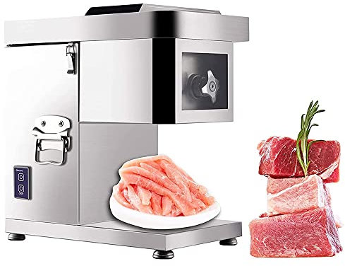 DLAZUM Affettatrice da Tavolo Commerciale, affettatrice elettrica per Carne Fresca, affettatrice in Acciaio Inossidabile, affettatrice per Pesce Cotto, con Lama Rimovibile, 2,5 mm (Rame 10 mm)