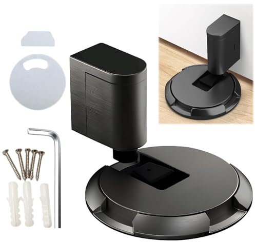 Mechanical Door Stoppers for Floor,Punch-Free Mechanical Silent Floor Door Stopper Indoors,Windproof Adjustable Black Door Stop,Magnetic Door Stop for Various Door Types