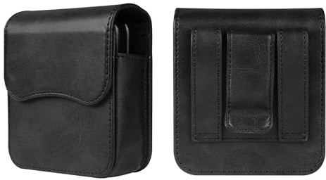 Étui de Ceinture Cuir Noir Compatible avec Samsung Galaxy Z Flip 7/6/5/4/3/Z Flip/Moto Razr 60/50/40 Ultra, Pochette Smartphone Ceinture Sacoche Cuir Compatible avec Huawei Pura X/P50 Pocket/Pocket S