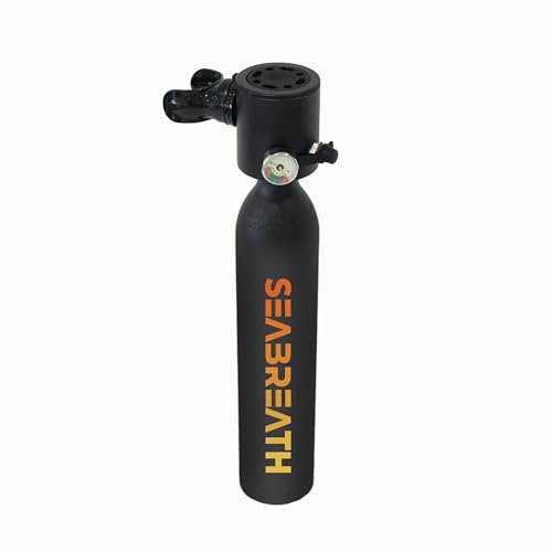 SEABREATH 500 Mini Bouteille de Plongée 0,5L | 8 Min d’Autonomie | Recharge Pompe Manuelle ou Compresseur 12V | Portable et Léger pour Exploration sous-Marine 500