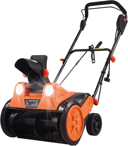 Electric Snow Shovel 2200W Corded Snow Blower with 180° Chute Rotation & 2 Transport Wheels, Ideal for Patios, Decks, Sidewalks & Porches, 98FT Power Cord