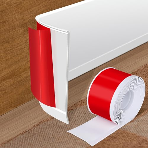 Vinyl Baseboard Molding Trim 8cm x 12.2m Peel and Stick Baseboard Trim Flexible PVC Cove Base Moulding Self-Adhesive Trim for Garage Bathroom Cabinet Floor Walls, White