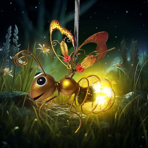 Lets Joy Lámparas Solares para Exterior, Abeja/Mariposa/Libélula Luces Solares, Decorativa Jardín, Colgantes Decoración Interior y Exterior (A)