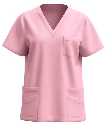 Dyhxuan Kasacks Mujer Cuidado Uniformes Médicos Manga Corta Cuello en V Ropa de Cuidado Médico con Bolsillos Liso Ropa de Enfermería Ropa de Cuidado de Ancianos Hogar de Ancianos Casaca Ropa de
