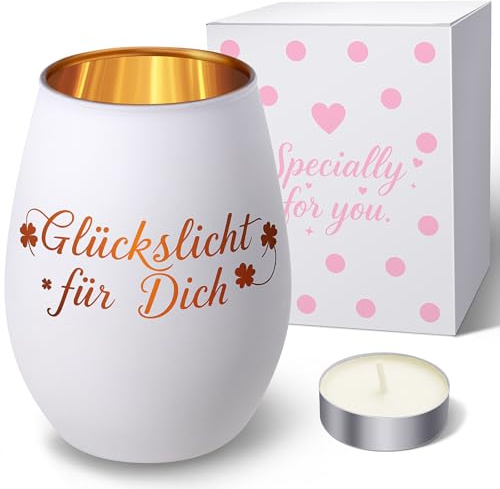 ZASUN Windlicht mit Gravur Glückslicht Geschenke für Frauen, Windlicht aus Glas Teelichthalter mit Aufschrift für Kollegin Nachbarin, Personalisierte Geburtstag Weihnachten Dankeschön Geschenk
