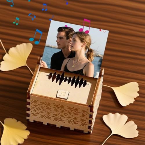 Personalisierte digitale Spieluhr, benutzerdefinierte hölzerne Foto-Spieluhr mit Text, individuelle Musikboxen mit jedem Song, Melodie oder Sprachaufnahme, Hochzeitsgeschenk für Paare und Lieben
