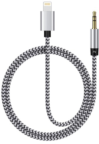 Aux Cable for iPhone in Car, 3.5mm Jack Aux to Lightning Cable for Car Stereo/Headphones/Speaker, Aux Cord Audio Aux Lead Compatible with iPhone 14/14 Pro/14 Pro Max/14 Plus/13/12 Mini/11/XS/XR/X/8/7