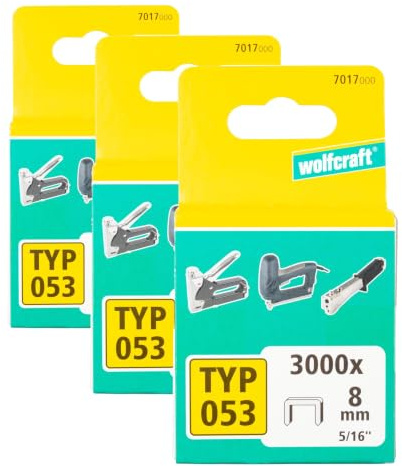 Wolfcraft 7017000 Breitrückenklammern, Stahl, Typ 053, Höhe: 8mm, 3000 Stück (Packung mit 3)