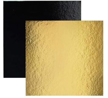 Lot de 6 Supports à Gâteaux - 20 x 20 cm Carré - Carton Réversible Doré & Noir - Ustensile Pâtisserie Boulangerie - Cake Board - Semelles à Gâteaux, Presentoir