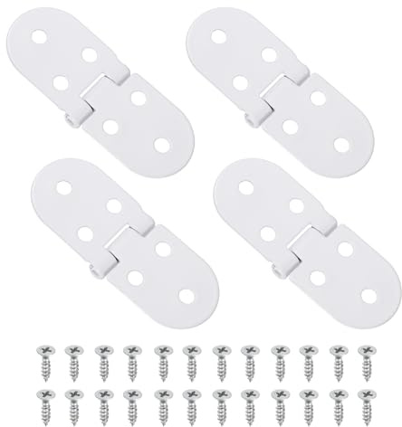 QUARKZMAN 4 Piezas De Bisagras Plegables Ocultas De 3.15 X 1.22 De Hierro Plano Para Mesa De Madera Puerta De Gabinete De Cocina 180 Grados Color Blanco