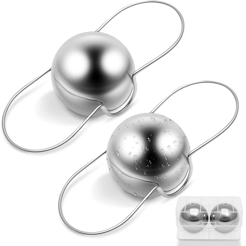 2 Pack Espresso Cooling Ball with Stand Reusable Stainless Steel Ice Coffee Frozen Ball Long Lasting Flavor Preservation Espresso Cooling Tool for Iced Coffee & Cocktails Lovers Gifts