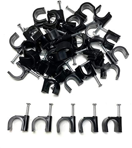 Kabelschellen Nagelschellen für Kabel 16mm, Schwarz 50 Stück