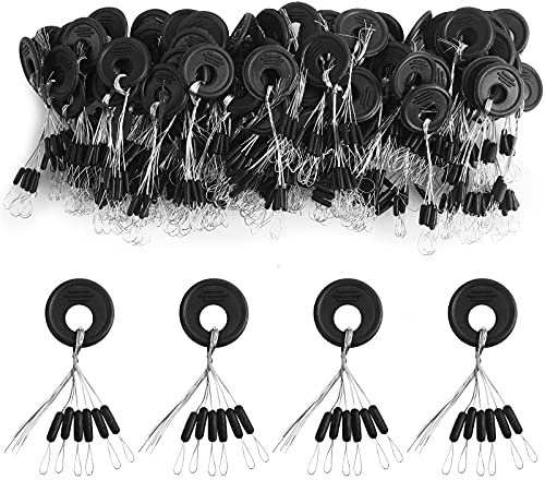 VIPMOON 600 Stück Gummistopper Angeln, 6 in 1 Gummi Positionierer für 0,13–0,37mm Angelschnur Forellen Stopper Angeln, Kleine Schwarze Stopper Angeln, Oval und Zylindrisch