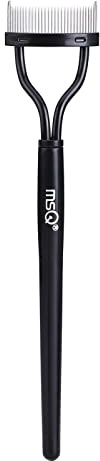 Eyelash Comb MSQ Eyelash Separator Tool Arc Designed Lash Brush Separator With Cover Lash Comb for Eye Makeup Brush Mascara Clump Remover Black (1PCS)