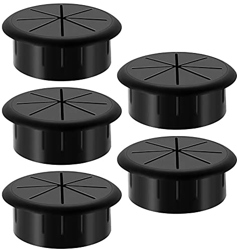 HYCC 2 Inch Desk Grommet Black, Desk Hole Cover for Cables, Flexible Cable Grommet - 5 Pack