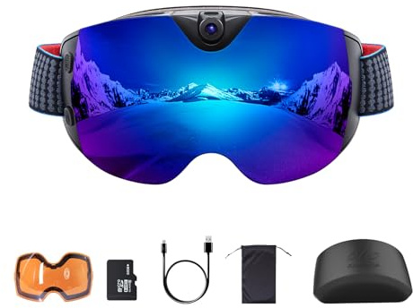 OhO sunshine Ski Goggles, 4K WiFi Snowboard Goggles mit Orange Linse, Stoßfest, UV 400 Schutz, Unisex, Multicolored mit Orange-Ton