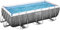 Bestway Power Steel Frame Pool-Set mit Filterpumpe 404 x 201 x 100 cm, Rattan-Optik (Schiefergrau), eckig