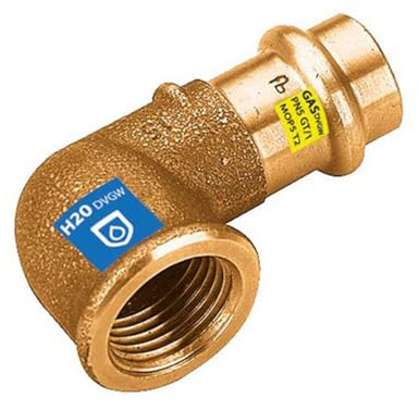 Frabo Gas - Wasser Kombifitting Pressfitting V Kontur Winkel 90° I mit Rp Gewinde 3/4x22mm