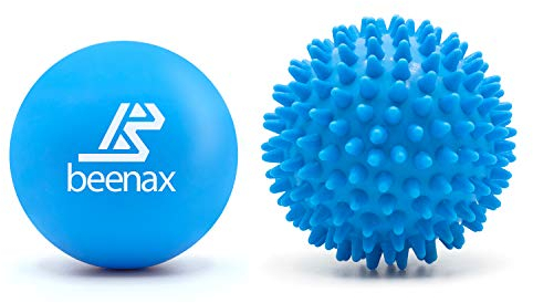 Beenax Lacrosse & Hard Spiky Massage Ball Set - Trigger Point, Myofascial Release, Plantar Fasciitis, Deep Tissue, Muscle Relief, Yoga, Pilates, Physio, Rehab - Relieve Stress and Relax Tight Muscle