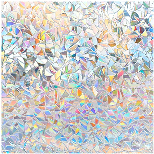 DOWELL Fensterfolie Selbsthaftend Regenbogen Folie Fenster Sichtschutz 44.5x200cm, Klebefolie Regenbogenfolie Blickdicht Glasfolie Selbstklebend Suncatcher Sticker Regenbogeneffekt