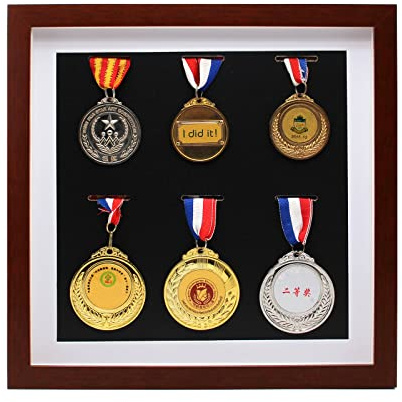 WANLIAN Medaillenanzeige, tiefer Rahmen aus Massivholz, Anzeige von Militärmedaillen, Läufermedaille, Sportmedaillen, Marathonmedaillen, Medaillen (325mm X 325mm)