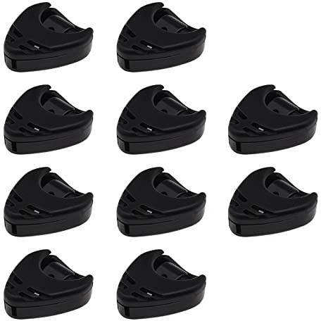 ECSiNG Lot de 10 supports de médiator autocollants avec dos adhésif et ressort pour guitare acoustique, basse Noir
