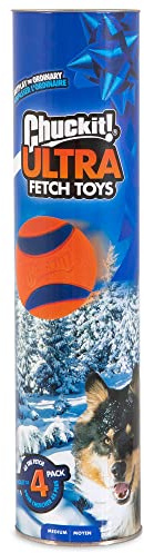 Chuckit! Ultra Gummi-Hundebälle, unzerstörbares Hundespielzeug, unzerstörbar, kompatibel mit Chuck It Hundeballwerfer, 18 m Tennisballwerfer, Hundespielzeugbälle für Hunde, Größe M, 4 Stück