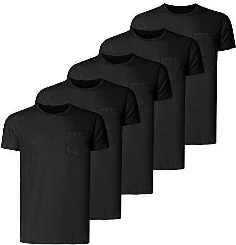Teesmen Men's T-Shirts 5 Pack Short Sleeve Crew Neck UK Plain Cotton