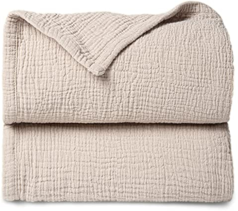 lulumoon Musselin Decke Baby - Atmungsaktive Babydecke,Baby Decken Neugeborenen,Weiche Krabbeldecke für Kinder,Musselin Schlafdecken für Kleinkinder Mädchen Junge 120x120cm(Elfenbein)