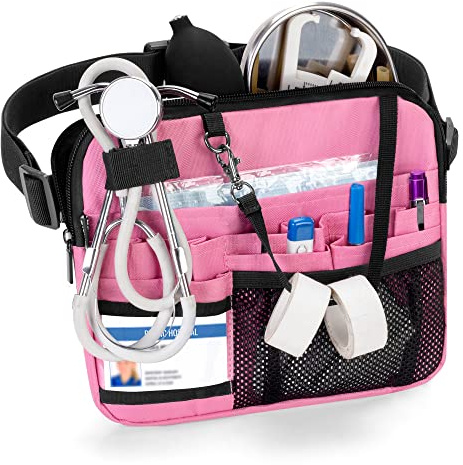 Damero Erste Hilfe Notfallset Gürteltasche für Krankenschwester, Rosa | Krankenschwester Gürteltasche mit Taschen für medizinische Ausrüstung, Krankenschwester Werkzeuggürtel mit Klebebandhalter
