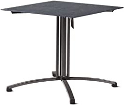 SIEGER Gastro-Tisch mit Säulenklapp-Gestell und Polytec® Platte, Gestell eisengrau, Platte Schiefer anthrazit
