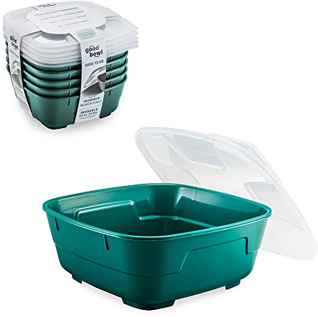 Thermohauser GoodBowl Tiny, 5er Set, Mehrweg Essensbehälter, 550 ml, To Go Lunchboxen, mikrowellengeeignet, grün