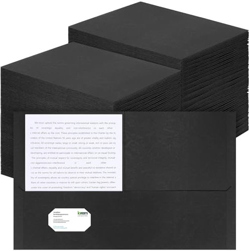 Harloon Ordner mit zwei Taschen, 21,6 x 27,9 cm, Ordner mit Taschen, strukturiertes Papier, Ordner, Organizer für Studenten, Schule, Bürobedarf, Schwarz, 75 Stück