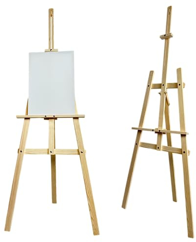 XXL Staffelei Groß 170 cm aus Kiefernholz für Leinwand bis 100 cm. Geeignet für Kinder und Erwachsene. Verstellbare Holzstaffelei für Hochzeit, Events, Kunstmalerei, Ausstellung, Außenwerbung