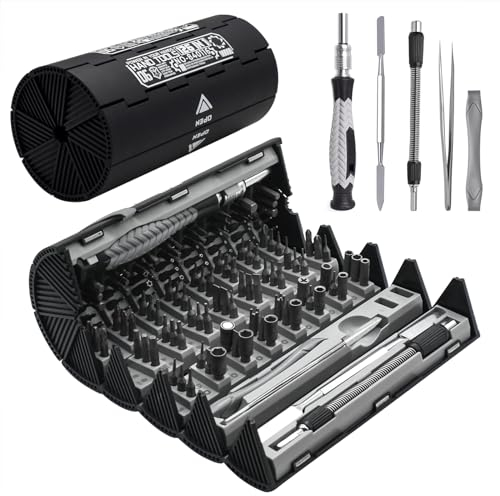 Yiomxhi Set Cacciaviti Precisione, 126 in 1 Mini Cacciaviti Professionali Magnetici con Custodia, Kit Riparazione e Smontaggio per PC, Occhiali, Orologio, Elettronica, Nero