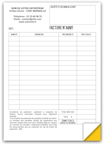 Factures - Commandes - Devis >AUTOCOPIANTES< >PERSONNALISÉES< - Lot de 50 feuilles - UTTSCHEID (Personnalisé, 20)