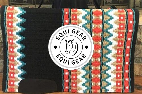 EQUIGEAR Western Show Horse Satteldecke aus neuseeländischer Wolle, Western-Design, handgefertigte Satteldecke, Wollpolster, Sensor Flex (Anpassung möglich), WZ08 (34x42)
