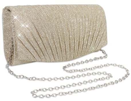 RPAEOY Clutch Damen Plissiert Abendtasche Abnehmbarer Kettentasche Modische Handtasche Hochzeit Freizeit Date Hochzeit Cocktail Party Tanz Party Geburtstagsfeier Geschenk
