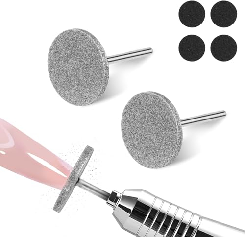 JIEYAO Punte per fresa per unghie, 2 pezzi, disco abrasivo per manicure con 4 levigatrice per piedi da 20 mm, carta vetrata professionale, per pedicure in gel acrilico (#107)