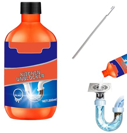Landrain 300ml Rohrreiniger Abflussreiniger für Küchen, Spülen, Abflüsse, Wird mit 1 Rohrbürste geliefert