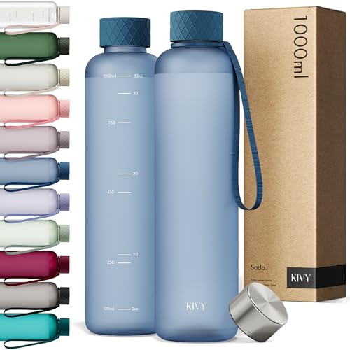 KIVY Trinkflasche 1l aus Tritan - Kohlensäure geeignet & Auslaufsicher | Für Sport, Schule & Büro - Sport Trinkflasche Gym - Wasserflasche für Sprudel - Sportflasche 1 Liter - Spülmaschinenfest