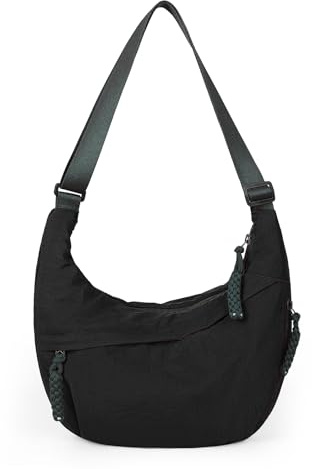 HiTotes Nylon Crescent Bag Dumpling Bag Cross Body Bag for Women Half Moon Bag Hobo Bag Sling Bag Nylon Crossbody Purse Shoulder Bag