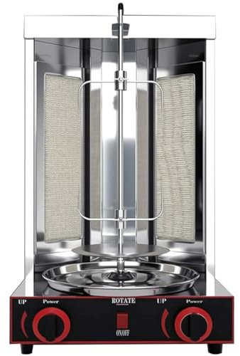 GAYAYAS Machine à Barbecue Verticale Commerciale, Machine à Kebab à gaz rotative à 360 °, température réglable, Facile à Nettoyer, pour Griller de la Viande