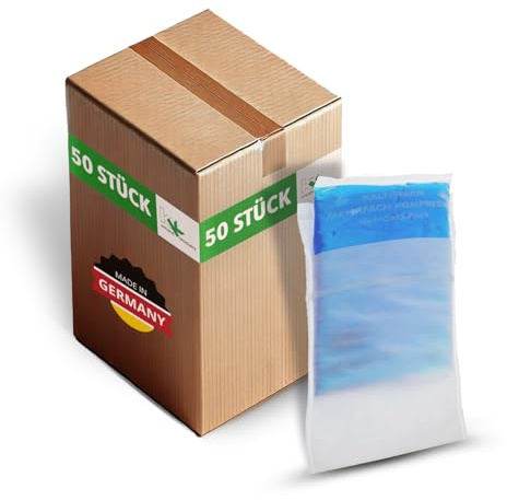 KK 50er Set Vließhüllen für Kühlpacks, 12 x 29 cm, Hüllen für Kalt-Wam-Kompressen zur Behandlung von Schwellungen, Prellungen und Verspannungen, zum Schutz der Haut vor direktem Kontakt