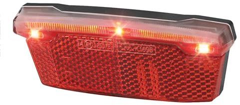 ADDVIEW Feu arrière dynamo Stare M - Feu arrière LED pour vélo avec feu stop et feu de position, homologué StVZO IP65, visibilité 240°, montage sur porte-bagages 80 mm, dynamo 6 V, avec réflecteur Z